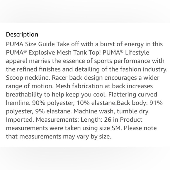 Puma Women Explosive Mesh Racerback Performance Blue Tank Top Size Small - Picture 9 of 9